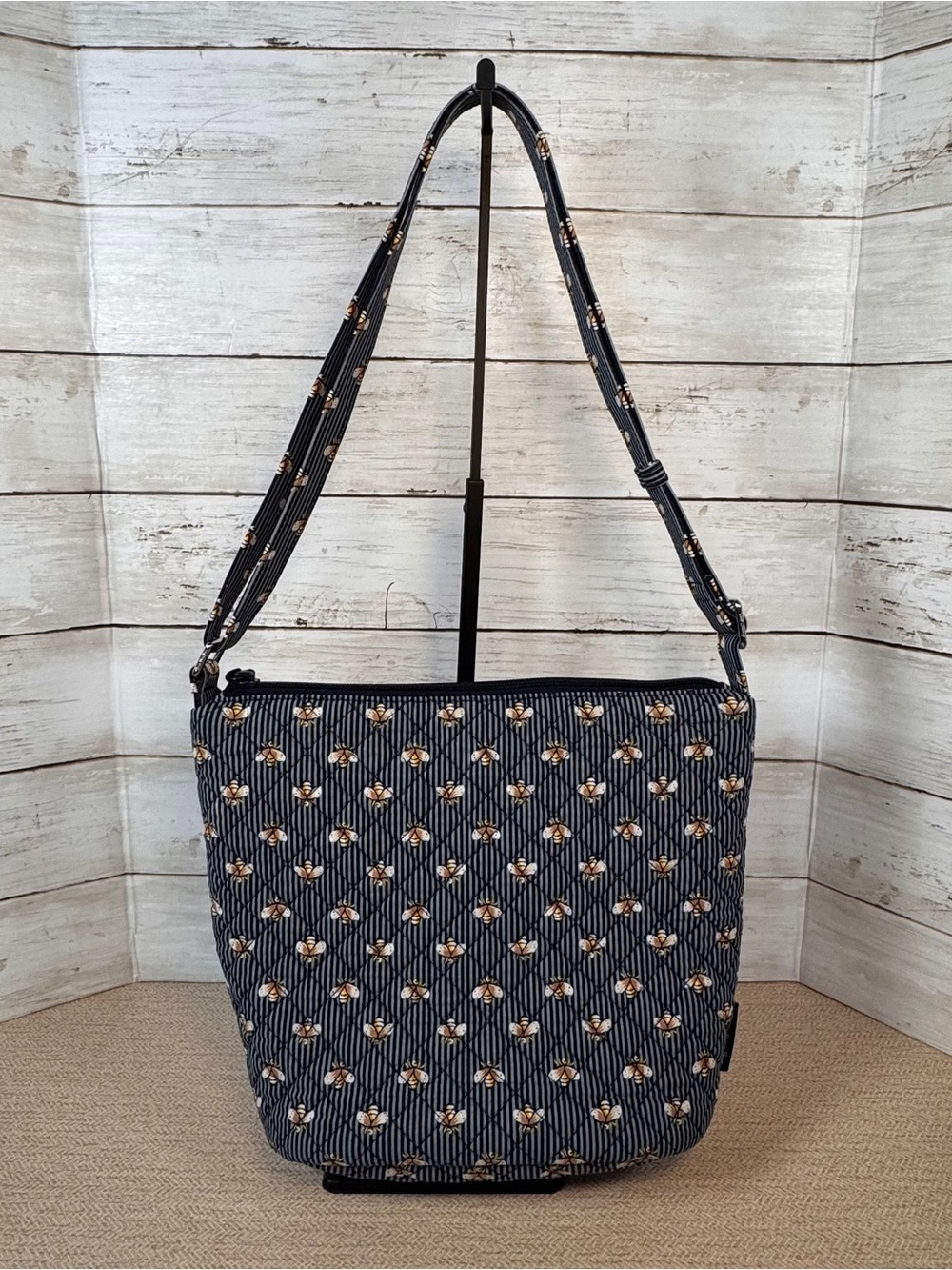 Vera Bradley Bees Navy Quilted Crossbody Bag Blue Bee Print